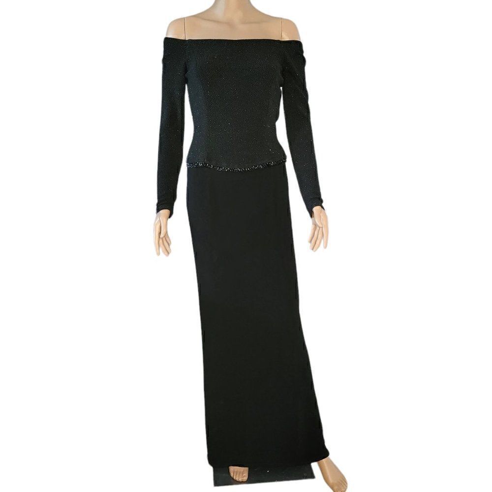 Vintage Scott McClintock Black Evening Gown (Size 8)